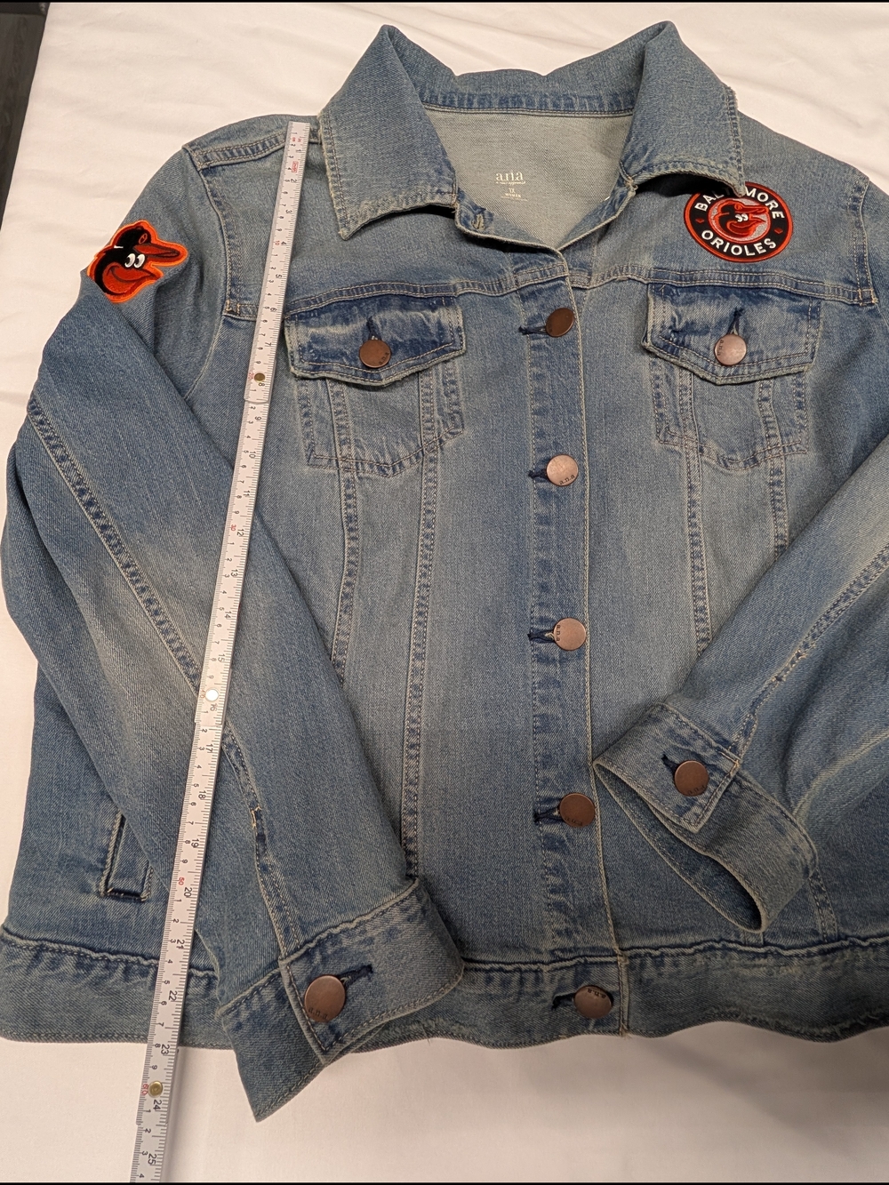 Baltimore Orioles Denim Jacket MLB Jean Coat Women 1X - Picture 6 of 7